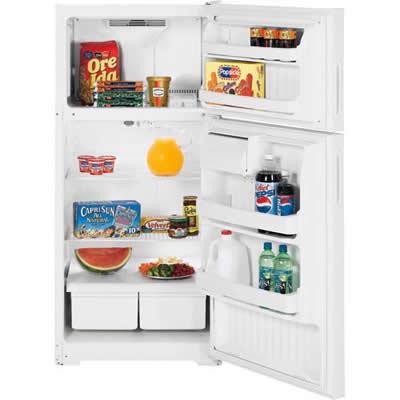 Hotpoint 28-inch, 15.7 cu. ft. Top Freezer Refrigerator HTR16BBSWW IMAGE 1