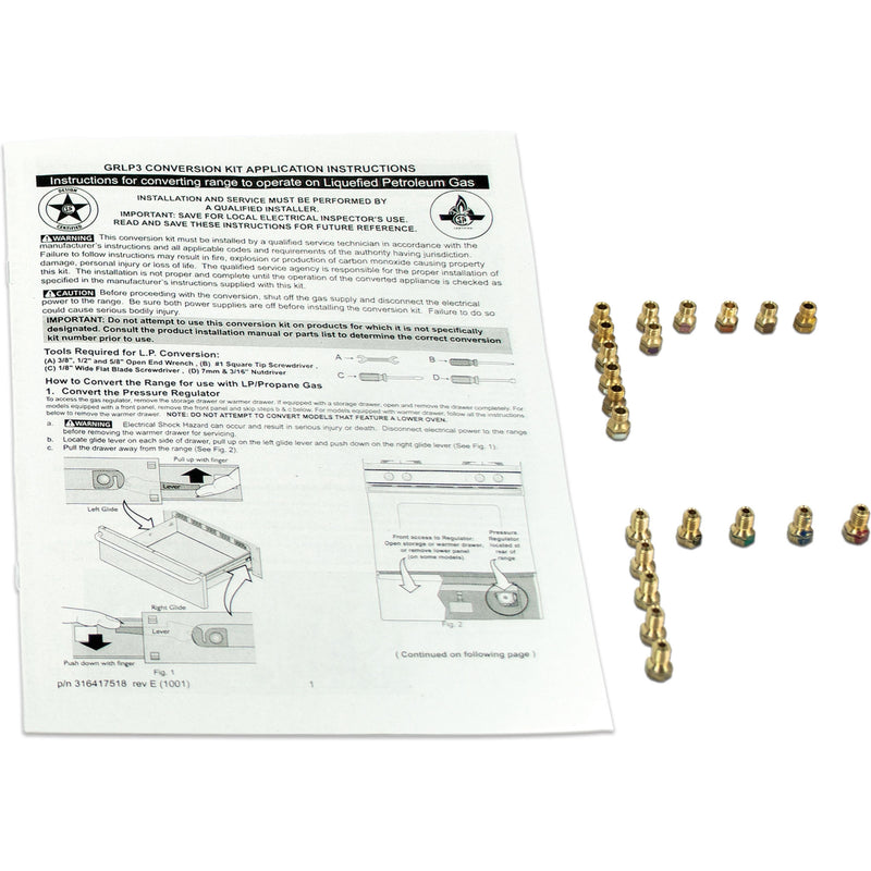 Frigidaire Cooking Accessories Conversion Kits GRLP3 IMAGE 2