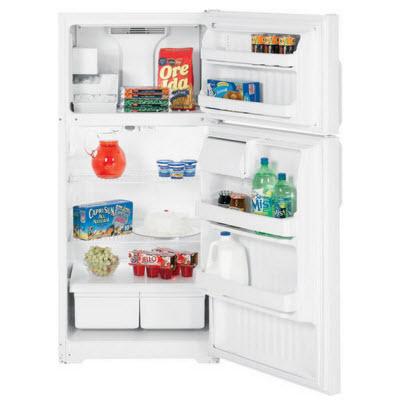 Hotpoint 28-inch, 16.5 cu. ft. Top Freezer Refrigerator with Ice and Water HTH17BCCLWW IMAGE 2