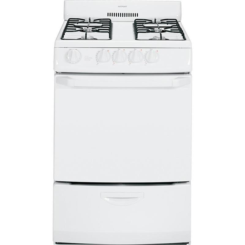 Hotpoint 24-inch Freestanding Gas Range RGA724PCDWW IMAGE 2