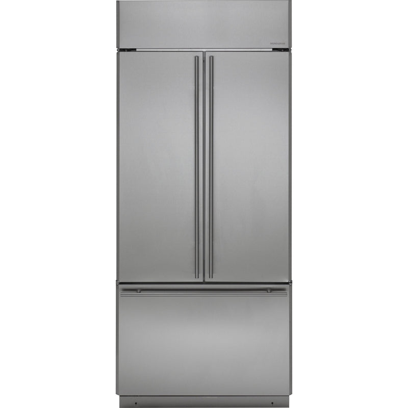 Monogram 36-inch, 20.6 cu. ft. French 3-Door Refrigerator with Ice and Water ZIPS360NHSS IMAGE 1