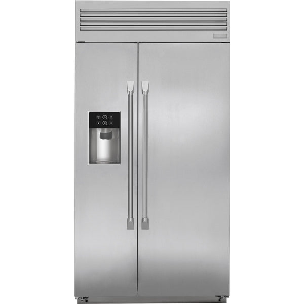 Monogram 42-inch, 25.5 cu. ft. Side-by-Side Refrigerator with Ice and Water ZISP420DKSS IMAGE 1