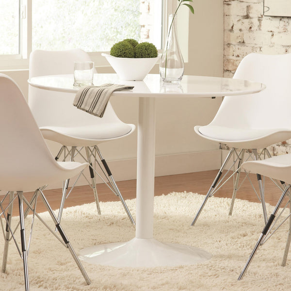 Coaster Furniture Round Lowry Dining Table with Metal Top and Pedestal Base 105261 IMAGE 1