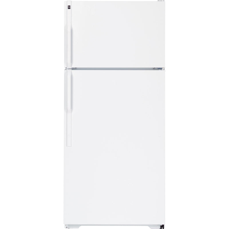 Hotpoint 28-inch, 16.6 cu. ft. Top Freezer Refrigerator with Ice and Water HTS17BCBRWW IMAGE 1