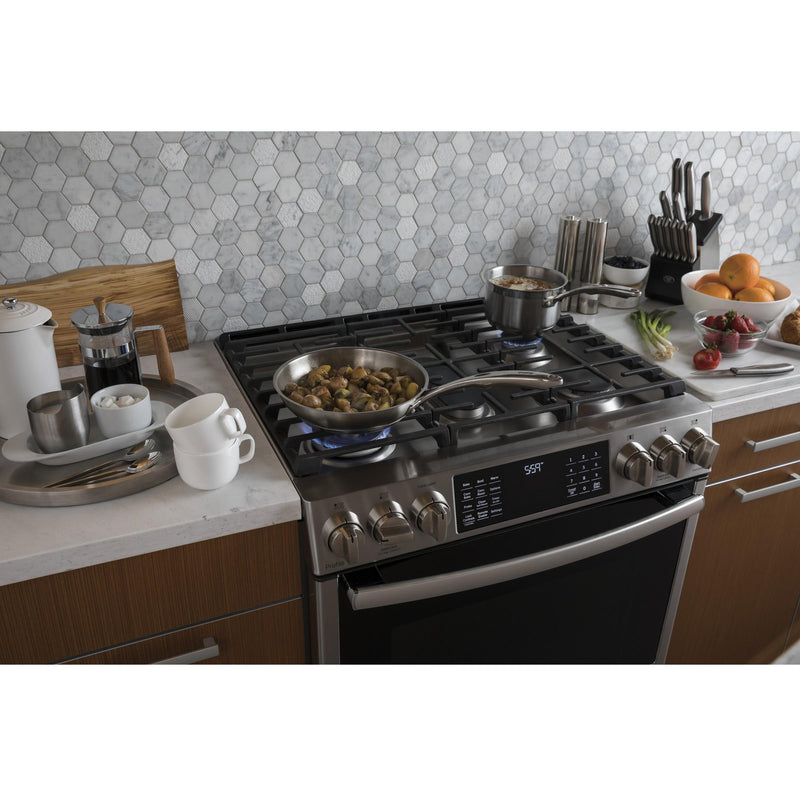 GE Profile 30-inch Slide-In Gas Range with Convection Technology PGS930SELSS IMAGE 7