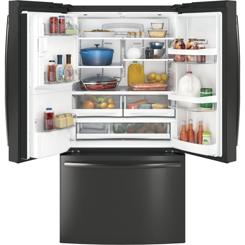 GE 36-inch, 27.8 cu.ft. Freestanding French 3-Door Refrigerator with Ice and Water Dispensing System GFE28GBLTS IMAGE 3