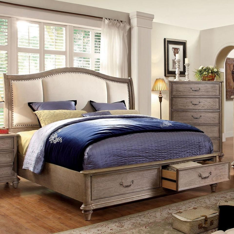 Furniture of America Belgrade I King Upholstered Panel Bed with Storage CM7614EK-BED IMAGE 1