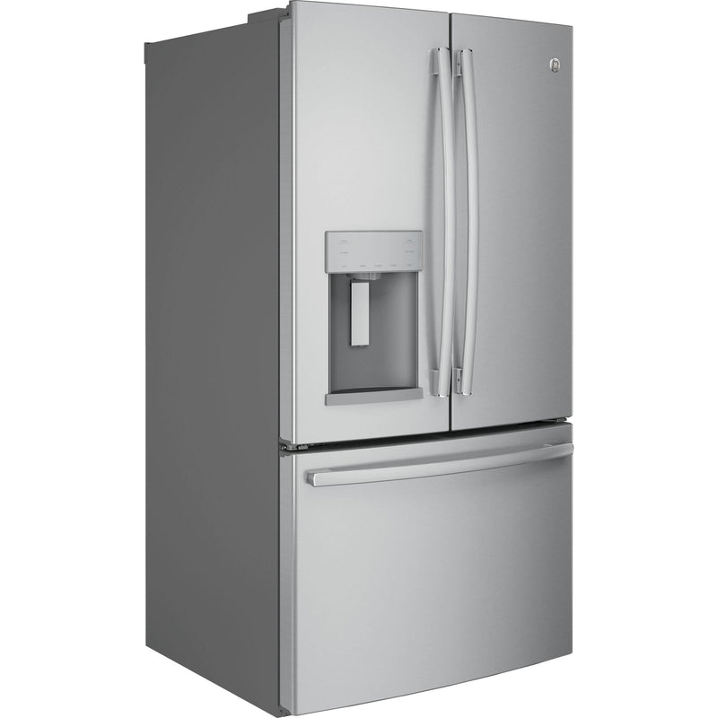 GE 36-inch, 27.8 cu.ft. Freestanding French 3-Door Refrigerator with Ice and Water Dispensing System GFE28GSKSS IMAGE 2