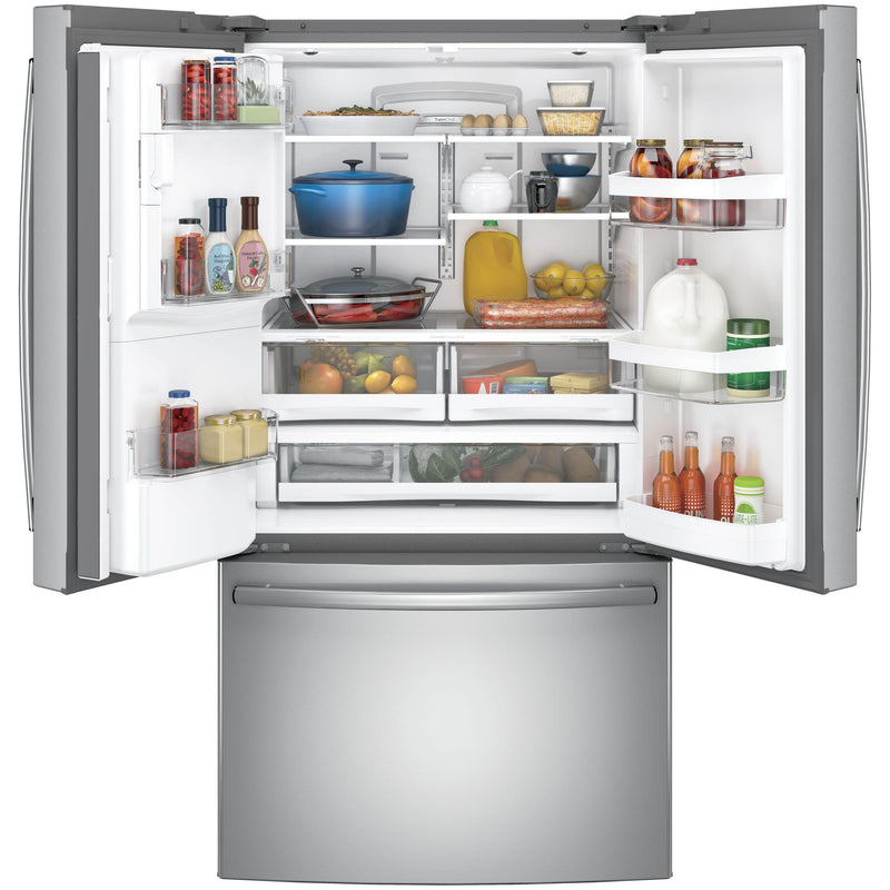 GE 36-inch, 27.8 cu.ft. Freestanding French 3-Door Refrigerator with Ice and Water Dispensing System GFE28GSKSS IMAGE 4