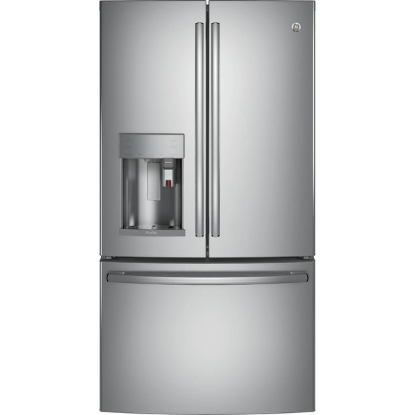 GE Profile 36-inch, 22.2 cu.ft. Counter-Depth French 3-Door Refrigerator with Keurig® K-Cup® Brewing System PYE22PSKSS IMAGE 1