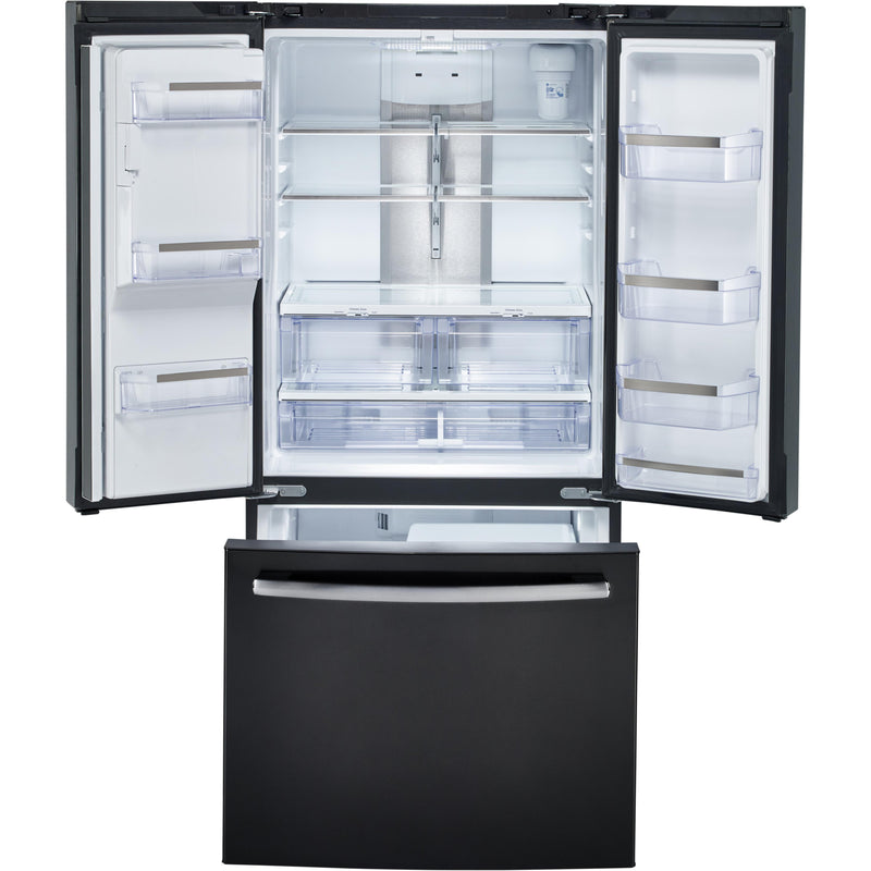 GE Profile 33-inch, 17.5 cu. Ft. Counter depth french-door refrigerator with integrated ice and water dispenser PYE18HBLKTS IMAGE 5