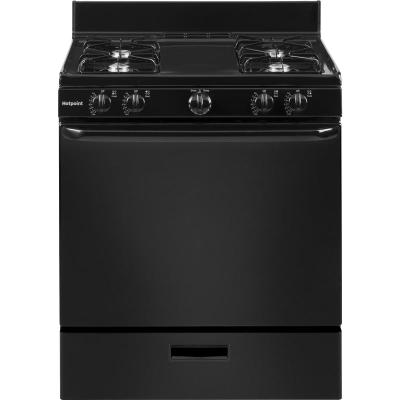 Hotpoint 30-inch Freestanding Gas Range RGBS100DMBB IMAGE 1