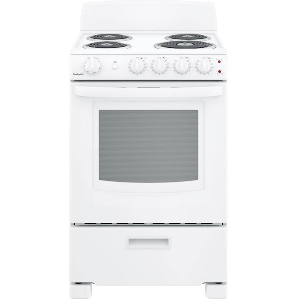 Hotpoint 24-inch Freestanding Electric Range with Front Controls RAS300DMWW IMAGE 1