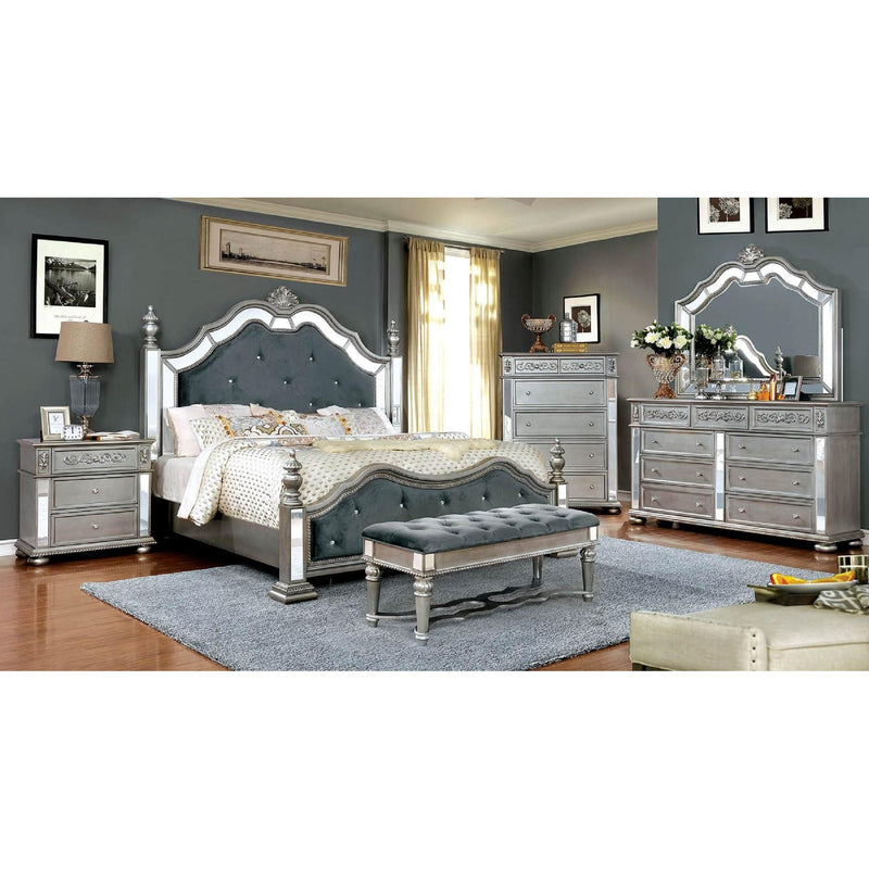 Furniture of America Azha Queen Upholstered Poster Bed CM7194Q-BED IMAGE 4