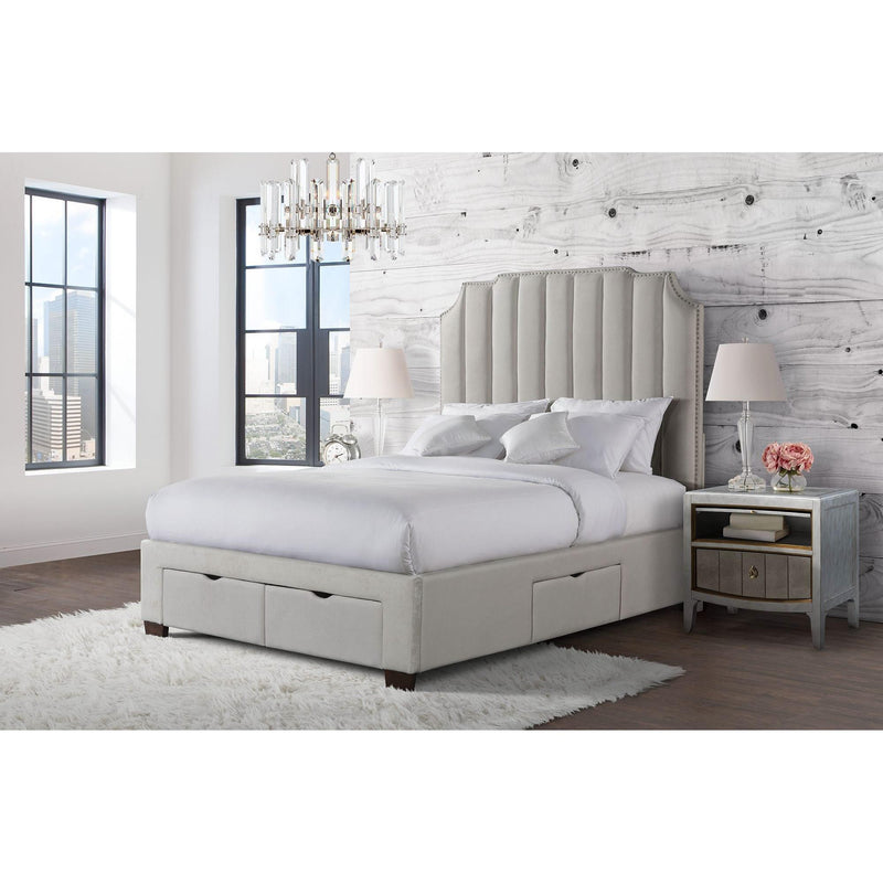 Elements International Harper Queen Upholstered Platform Bed with Storage UHR3151QSB IMAGE 8