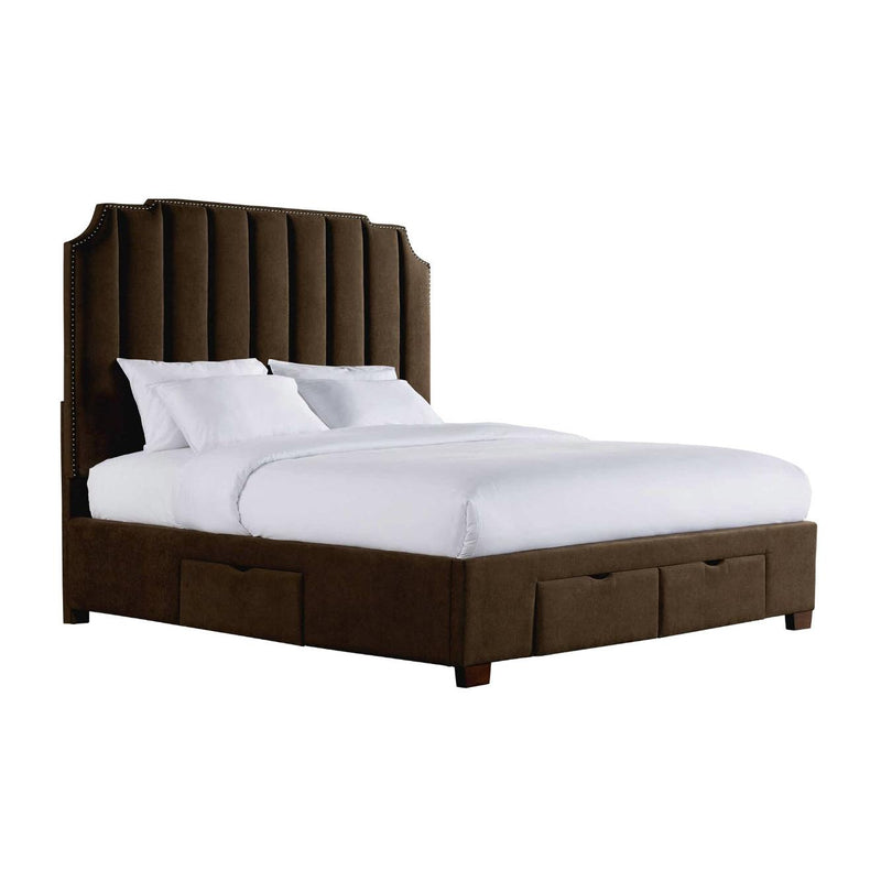 Elements International Harper Queen Upholstered Platform Bed with Storage UHR3153QSB IMAGE 1