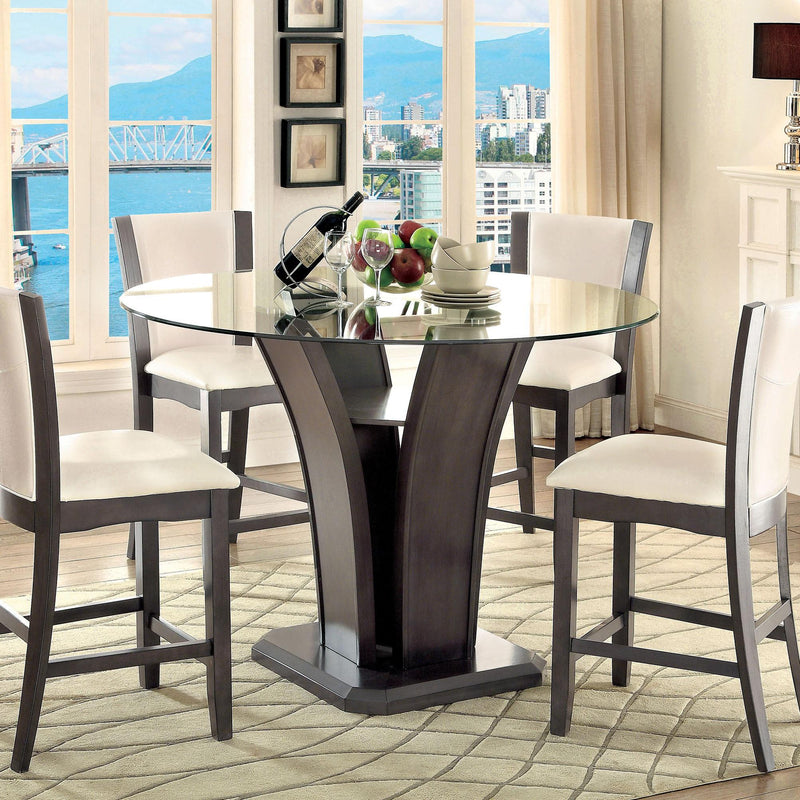 Furniture of America Round Manhattan Counter Height Dining Table CM3710GY-PT-TABLE IMAGE 3