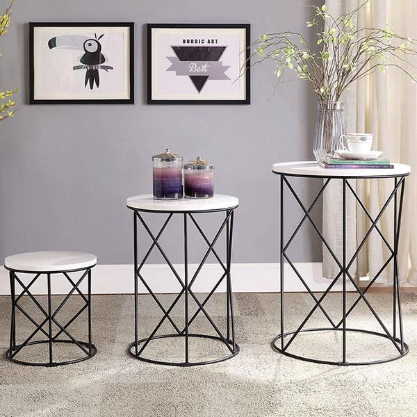 Furniture of America Madyson Nesting Tables FOA-AC340WH-3A IMAGE 1