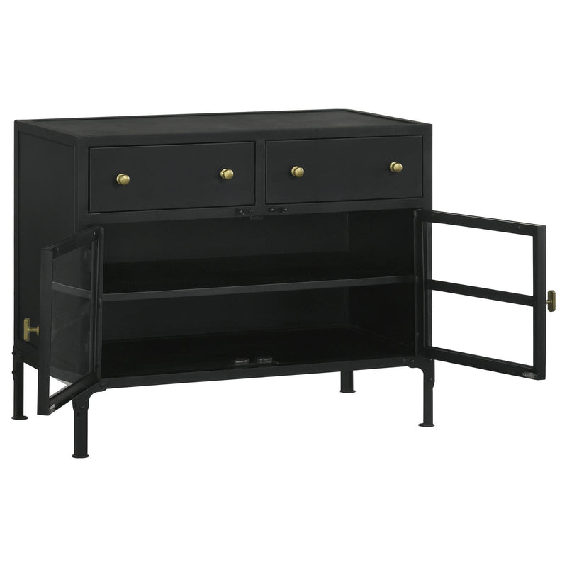 Coaster Furniture 951761 2-drawer Accent Cabinet with Glass Doors - Black IMAGE 4