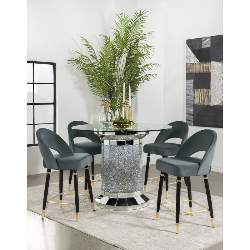 Coaster Furniture Round Ellie Counter Height Dining Table with Glass Top and Pedestal Base 115558 IMAGE 3