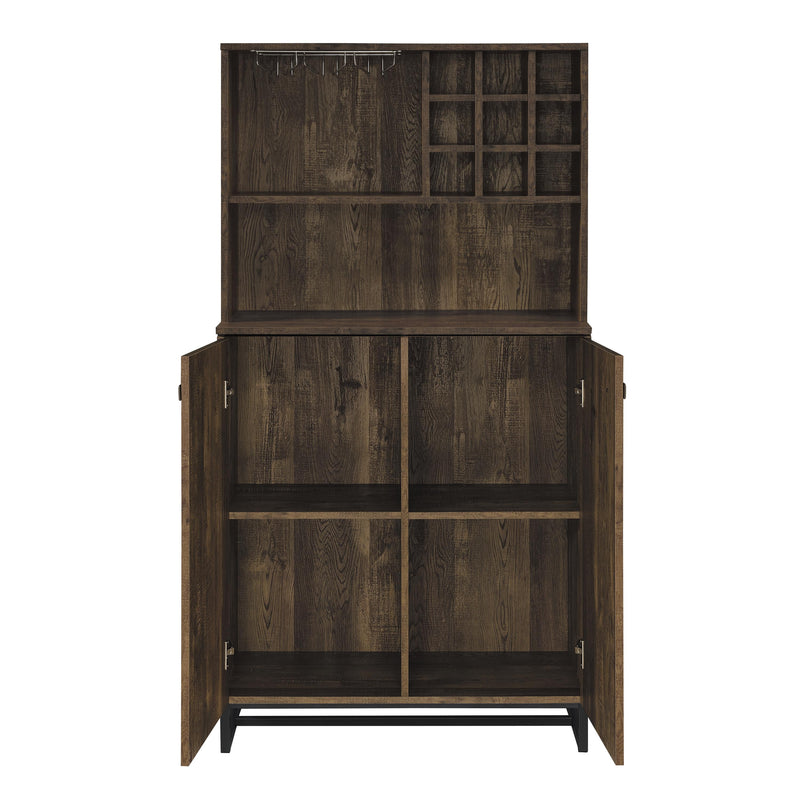 Coaster Furniture Mendoza 182082 2-Door Wine Cabinet - Rustic Oak Herringbone/Gunmetal IMAGE 4