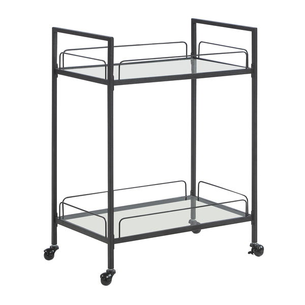 Coaster Furniture Curltis 181065 Serving Cart with Glass Shelves - Clear/Black IMAGE 1