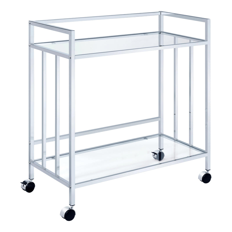 Coaster Furniture Cara 181382 Rectangular Glass Bar Cart - Chrome IMAGE 1