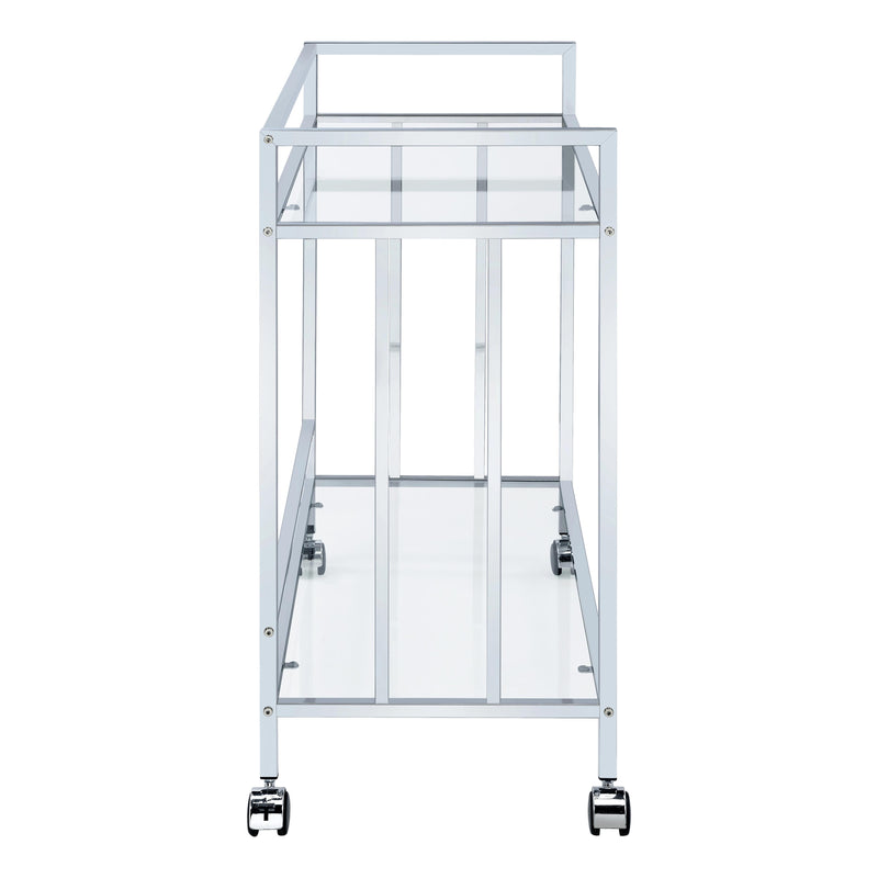 Coaster Furniture Cara 181382 Rectangular Glass Bar Cart - Chrome IMAGE 5