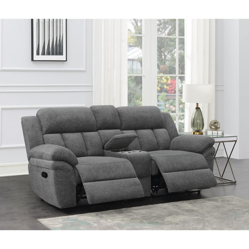 Coaster Furniture Bahrain Reclining Fabric Loveseat with Console 609542 IMAGE 2