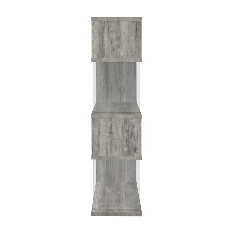 Coaster Furniture Emelle 802340 4-Shelf Bookcase With Glass Panels - Grey Driftwood IMAGE 4