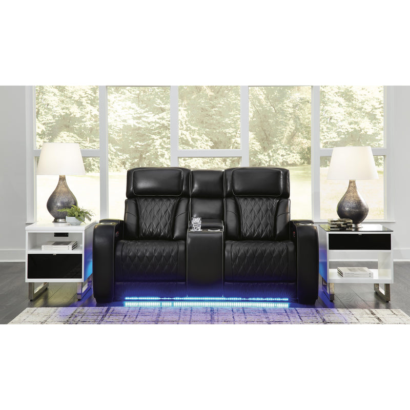 Signature Design by Ashley Boyington Power Reclining Leather Match Loveseat with Console U2710618 IMAGE 7