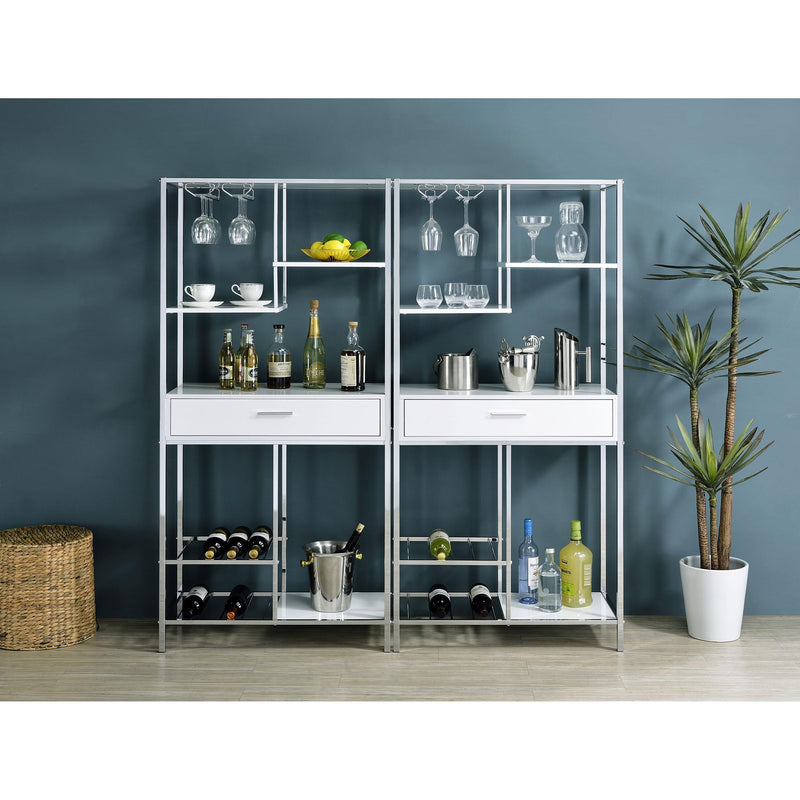 Coaster Furniture Figueroa 182034 5-Shelf Wine Cabinet with Storage Drawer - White High Gloss/Chrome IMAGE 11