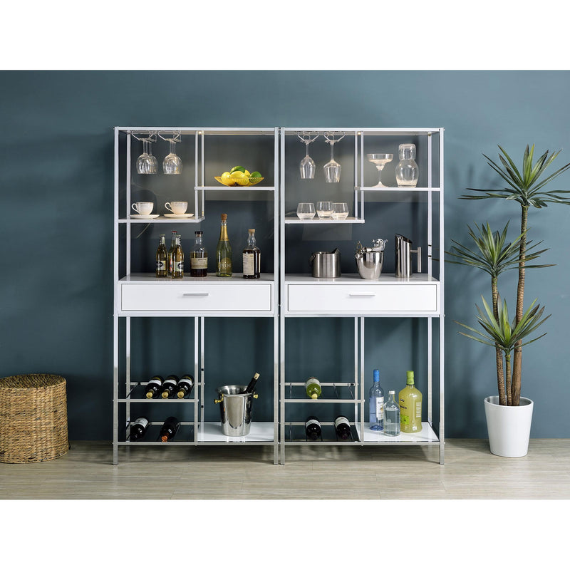 Coaster Furniture Figueroa 182034 5-Shelf Wine Cabinet with Storage Drawer - White High Gloss/Chrome IMAGE 12