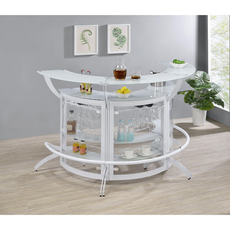 Coaster Furniture Dallas 182136 2-shelf Home Bar - White/Frosted Glass IMAGE 10