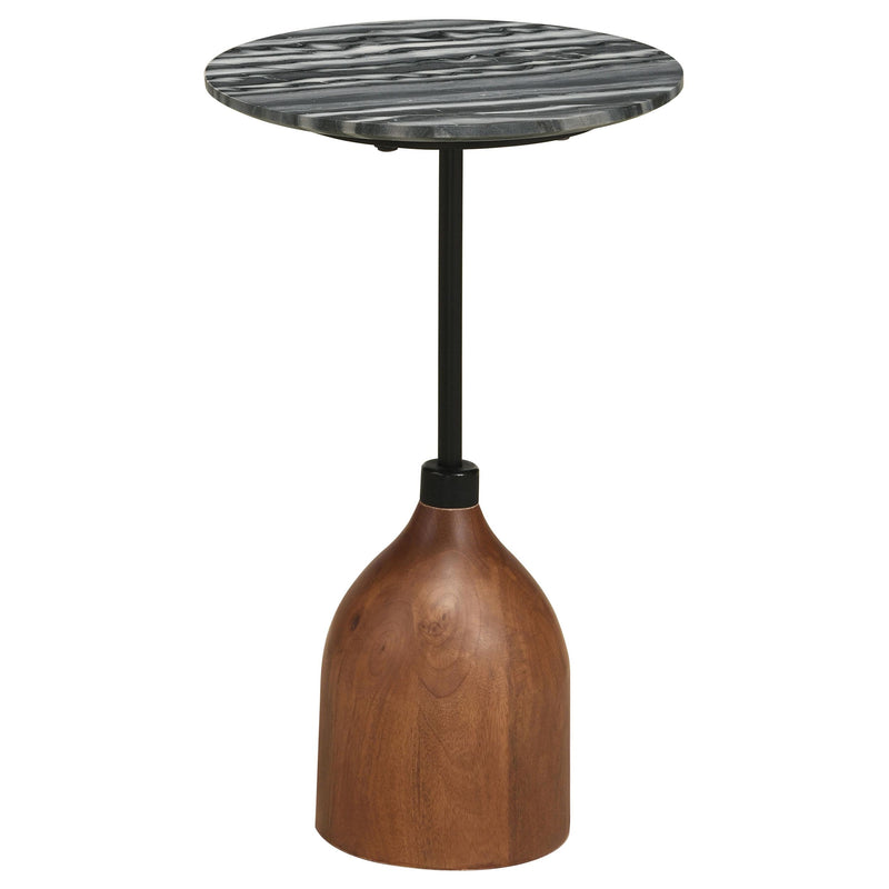 Coaster Furniture Ophelia 930253 Round Marble Top Accent Side Table - Black IMAGE 1
