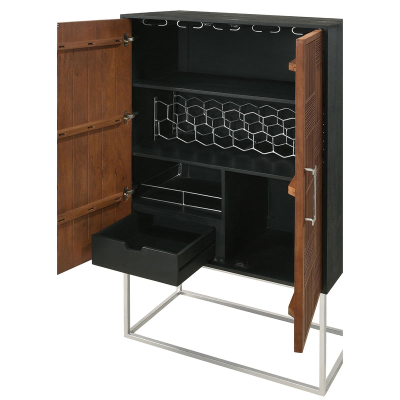 Coaster Furniture Borman 950318 2-Door Bar Cabinet Wine Storage - Walnut/Black IMAGE 10