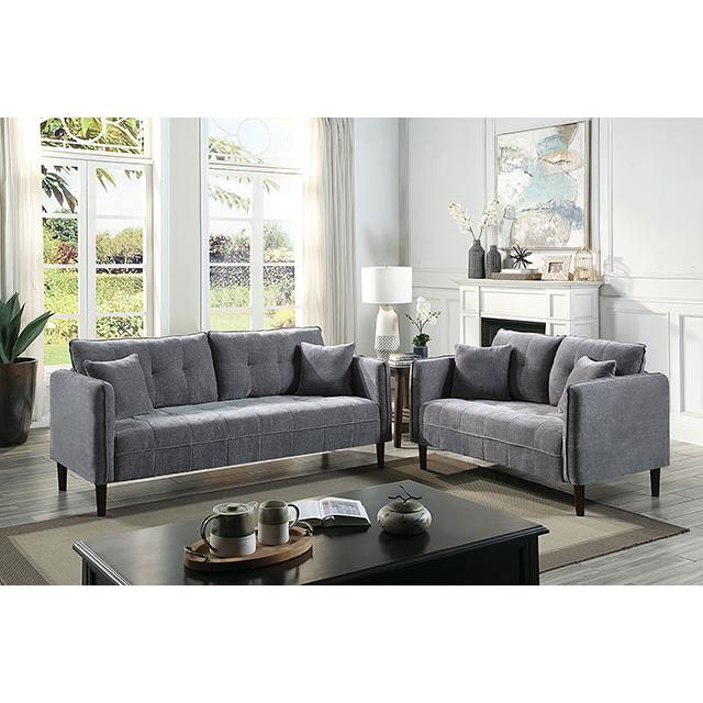 Furniture of America Lynda Stationary Loveseat CM6736DG-LV IMAGE 2