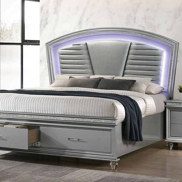 Furniture of America Maddie California King Upholstered Panel Bed with Storage CM7899SV-CK-BED IMAGE 1