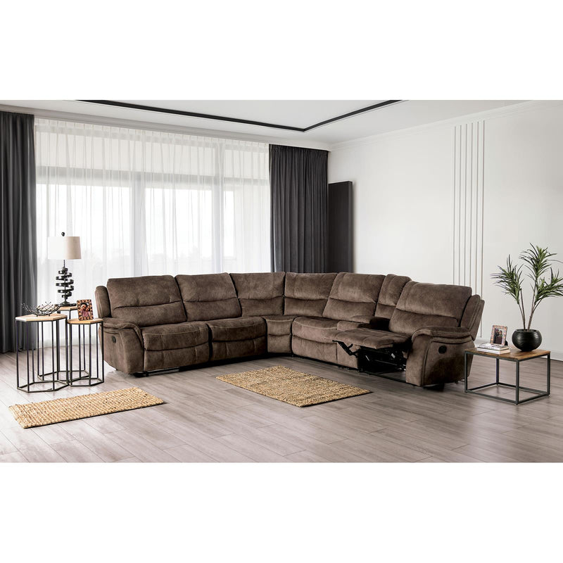 Furniture of America Jerominus Reclining Fabric Sectional CM9912DB-SECT IMAGE 2