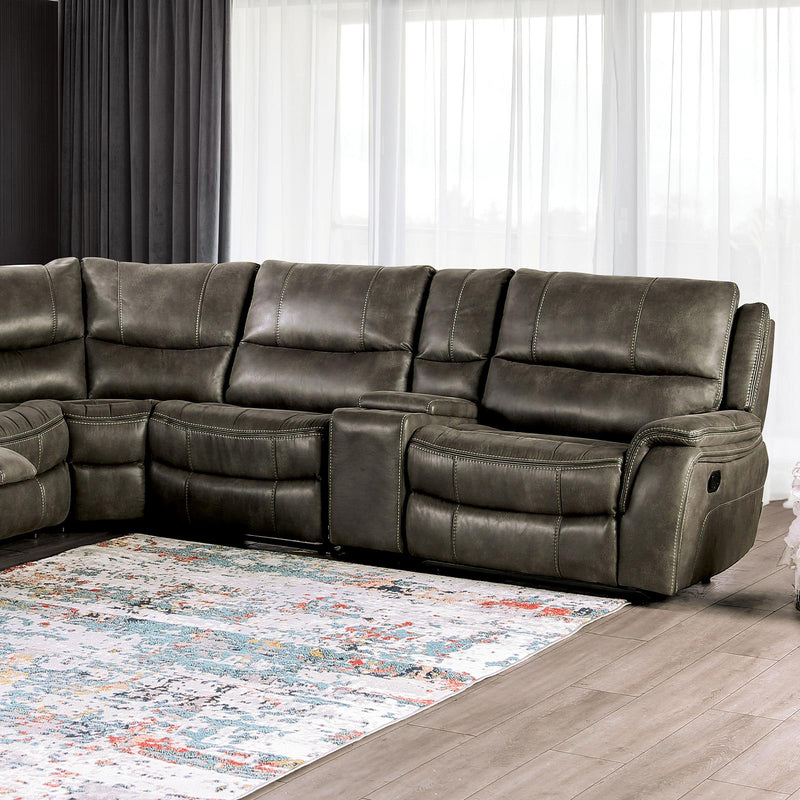 Furniture of America Jerominus Reclining Fabric Sectional CM9912DG-SECT IMAGE 1