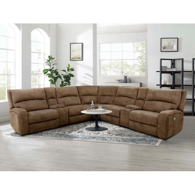 Furniture of America Apostolos Power Reclining Fabric Sectional CM9915BR-SECT-PM IMAGE 2