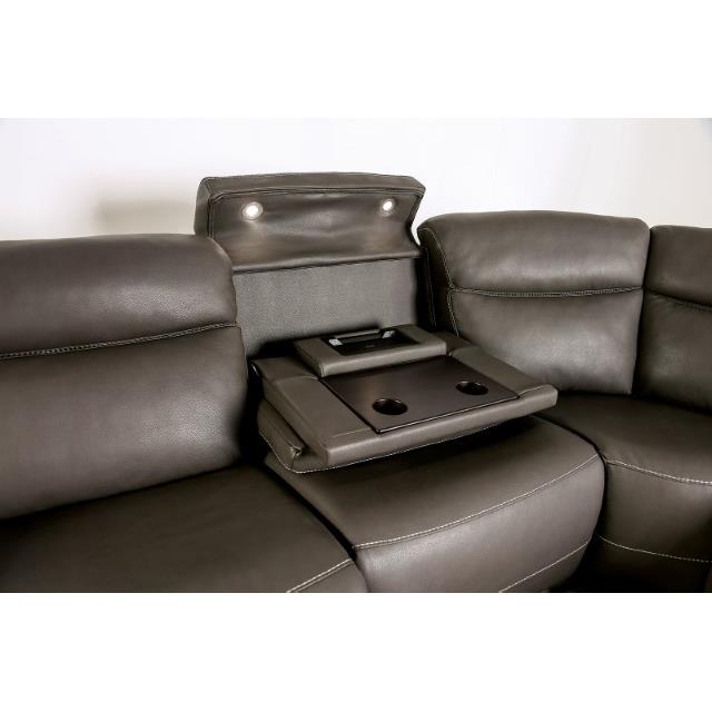 Furniture of America Edmondus Power Reclining Leatherette Sectional CM9923GY-SECT-PM IMAGE 6