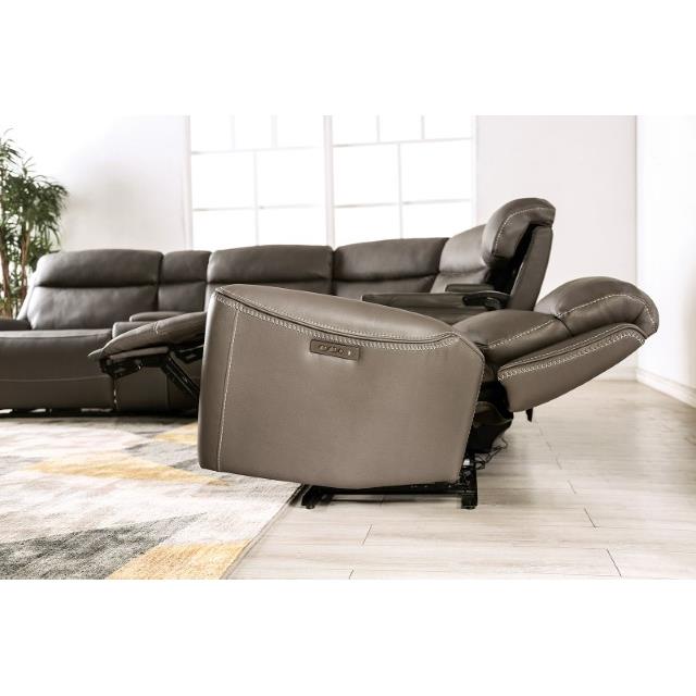 Furniture of America Edmondus Power Reclining Leatherette Sectional CM9923GY-SECT-PM IMAGE 7