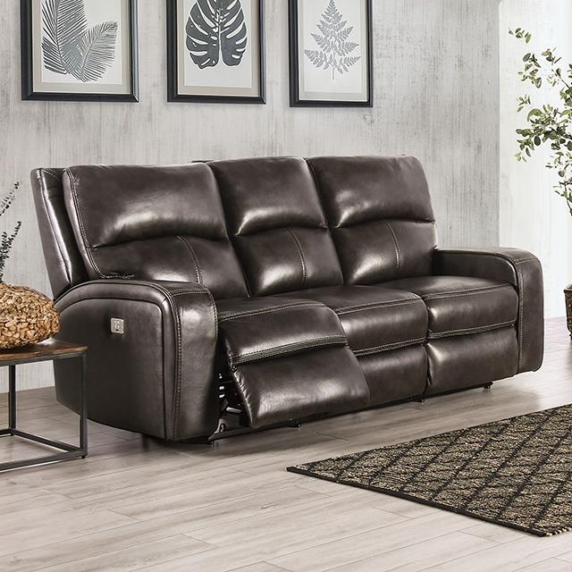 Furniture of America Soterios Power Reclining Sofa CM9924DG-SF-PM IMAGE 1