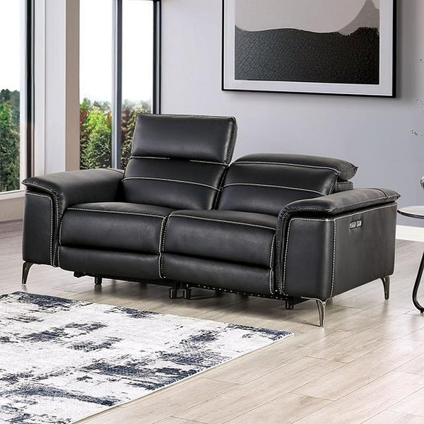 Furniture of America Ascona Power Reclining Leatherette Loveseat CM9927BK-LV-PM IMAGE 1