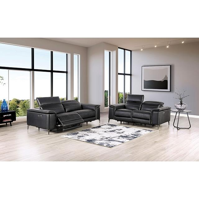 Furniture of America Ascona Power Reclining Leatherette Loveseat CM9927BK-LV-PM IMAGE 2