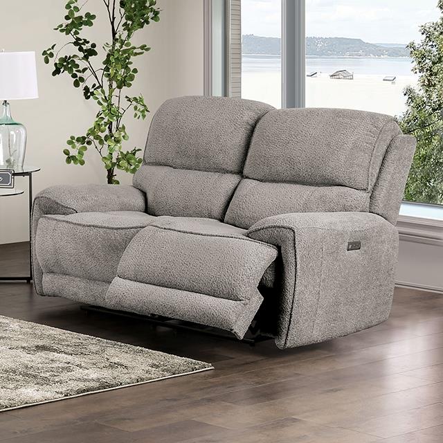 Furniture of America Morcote Power Reclining Loveseat FM62001LG-LV-PM IMAGE 1