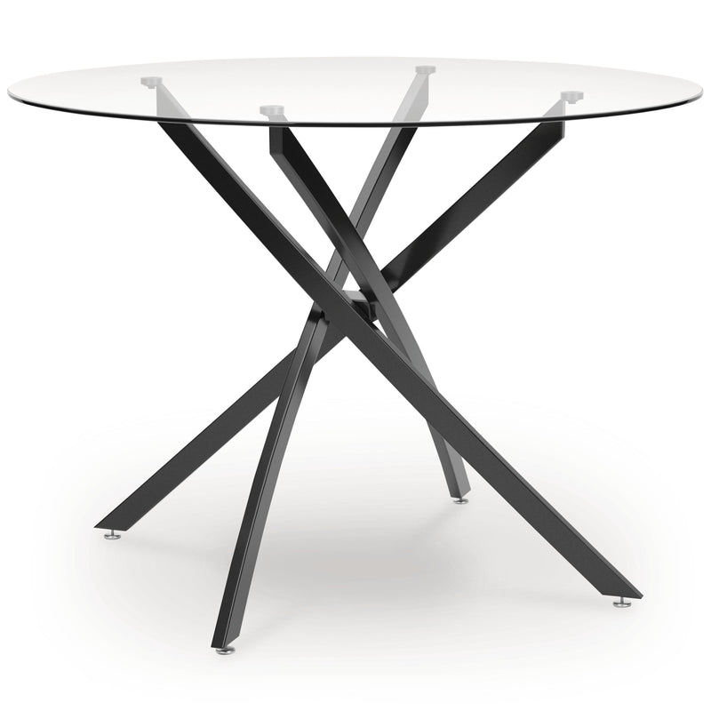 Signature Design by Ashley Round Pharwynn Dining Table with Glass Top and Pedestal Base D446-15 IMAGE 1