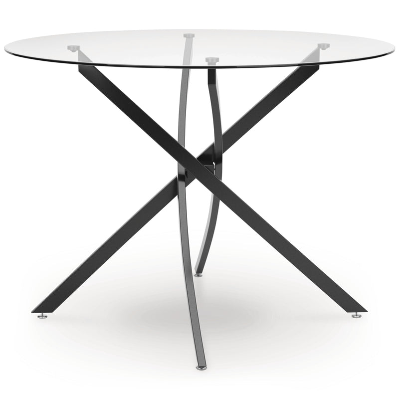 Signature Design by Ashley Round Pharwynn Dining Table with Glass Top and Pedestal Base D446-15 IMAGE 2