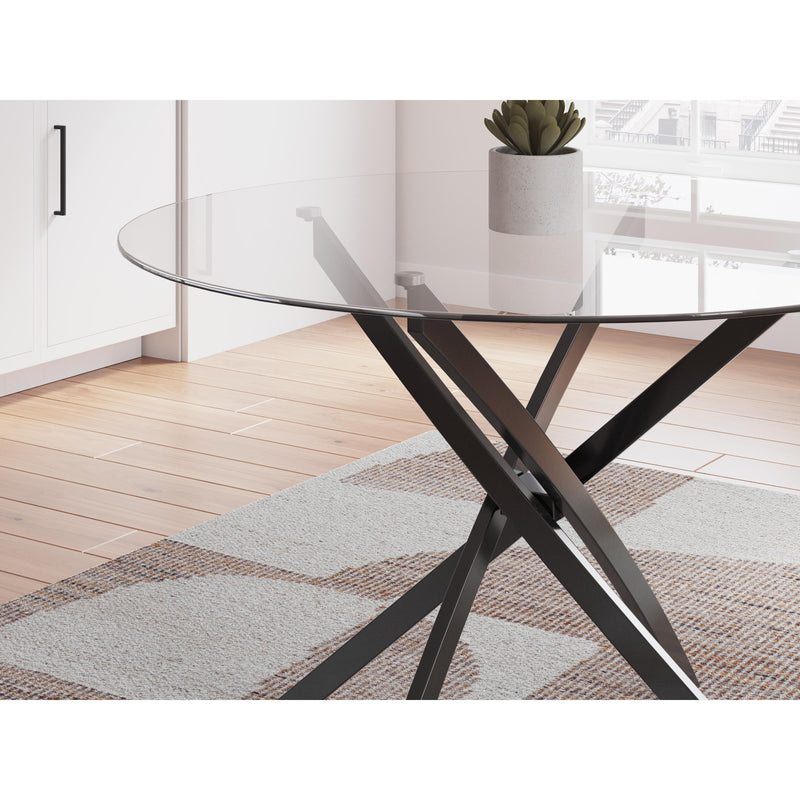 Signature Design by Ashley Round Pharwynn Dining Table with Glass Top and Pedestal Base D446-15 IMAGE 5